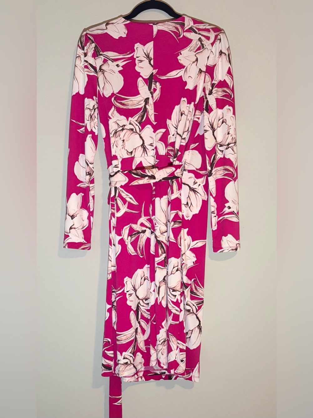 INC International Concepts Fuchsia and White Floral Tie-Waist Maxi Dress